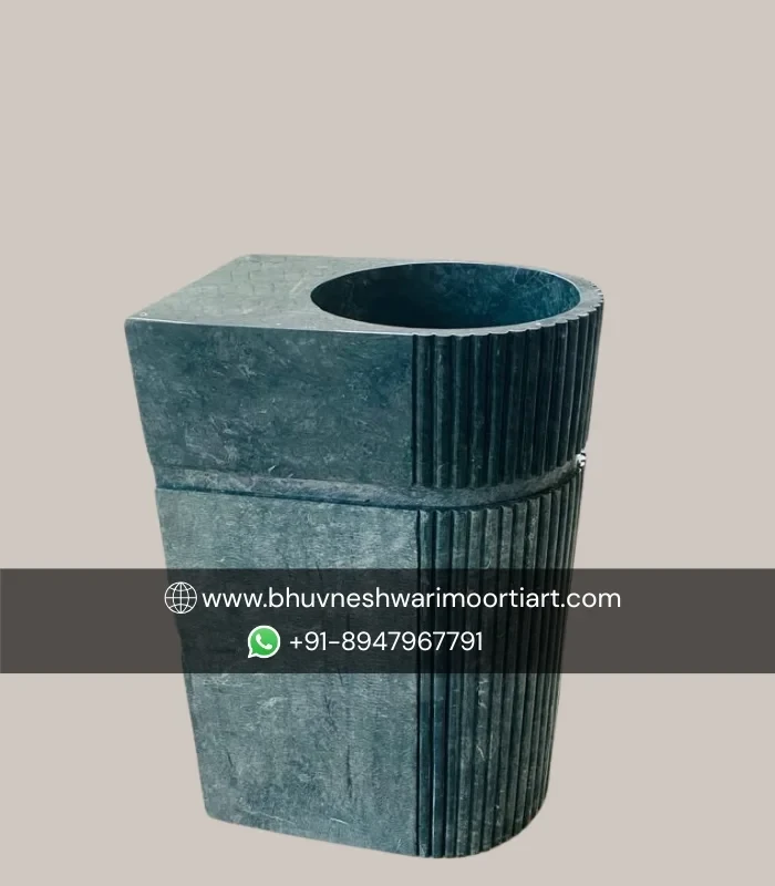 Natural Black Marble Pedestal Wash Basin
