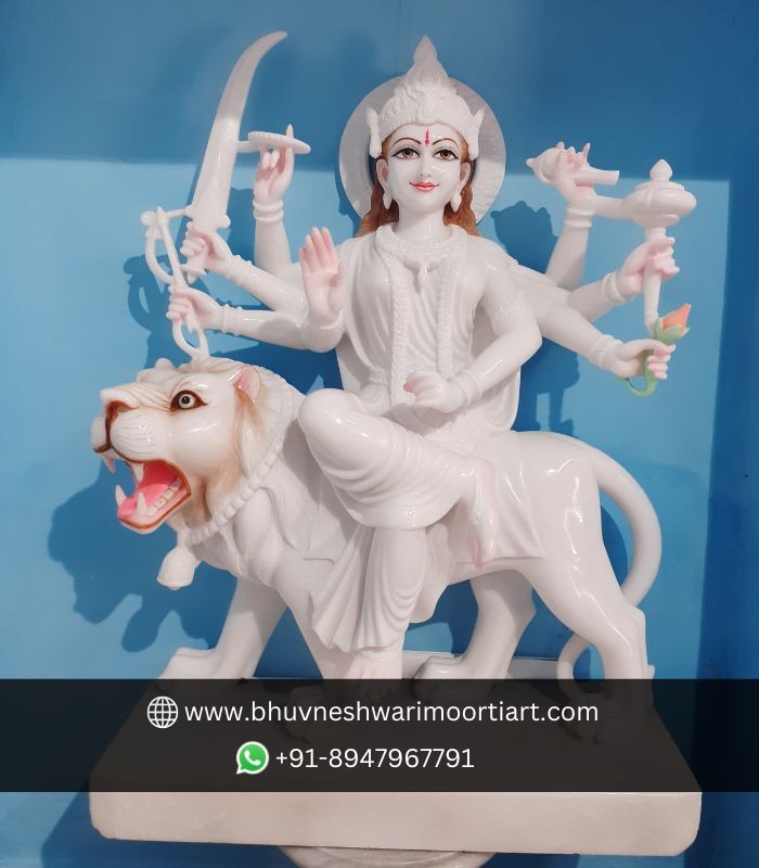 White Marble Durga Mata Murti