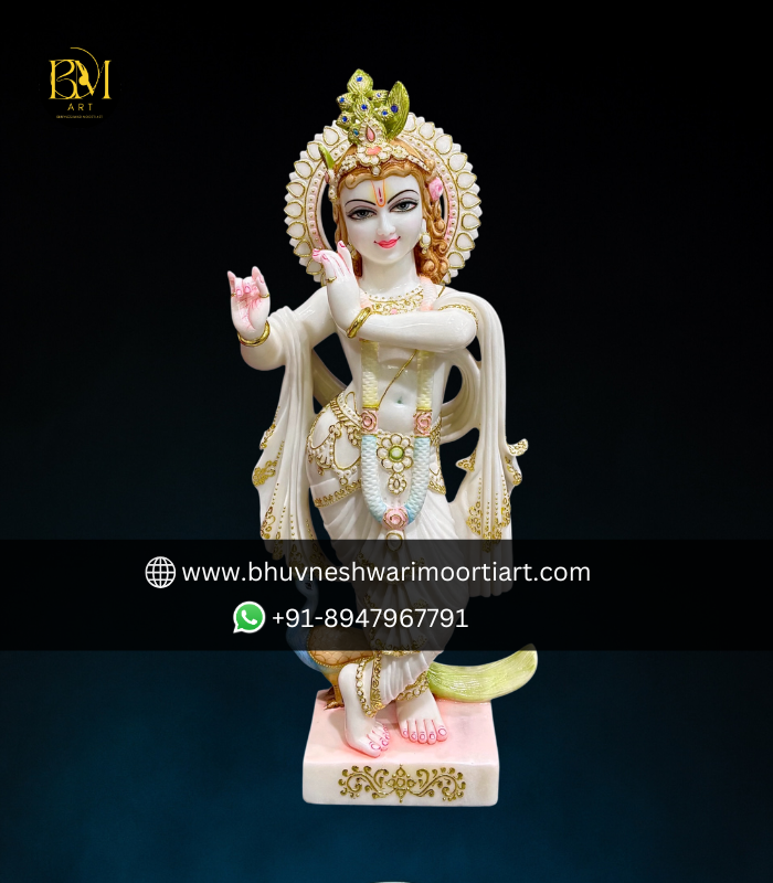 High Quality white Marble Krishna Statue