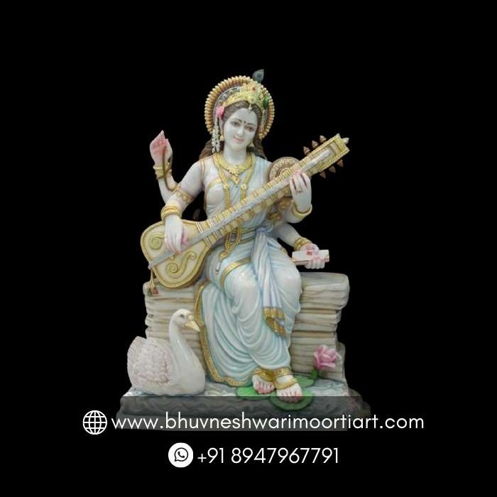 Marble Goddess Saraswati Moorti