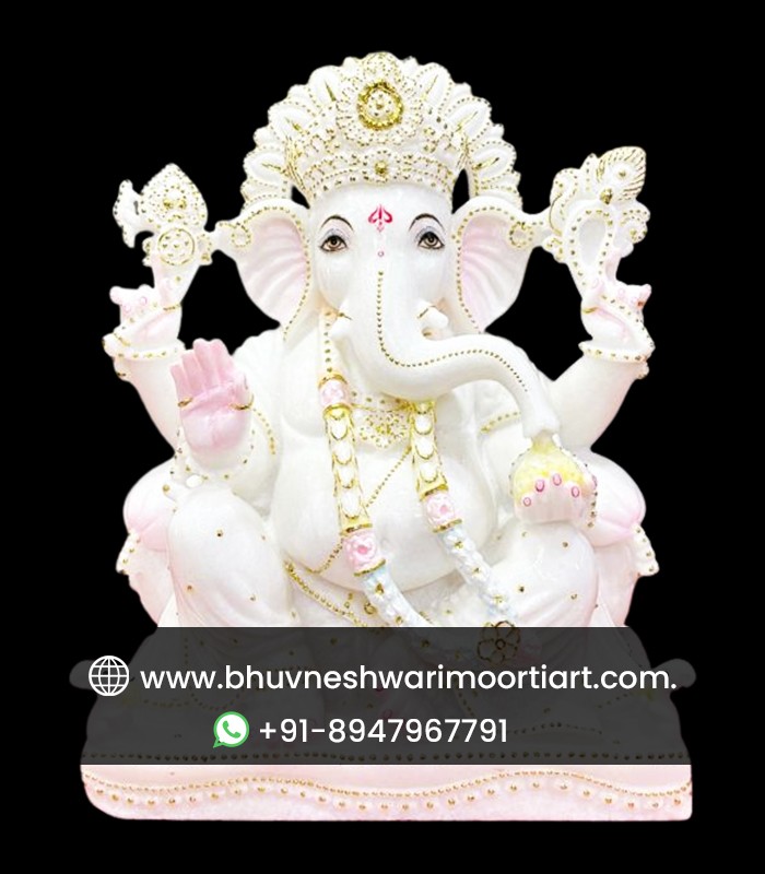 Sitting Marble Ganesha Idol