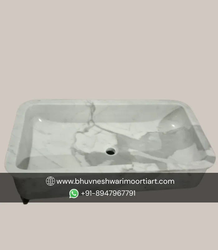 Marble Countertop Wash Basin with a Rectangular Design