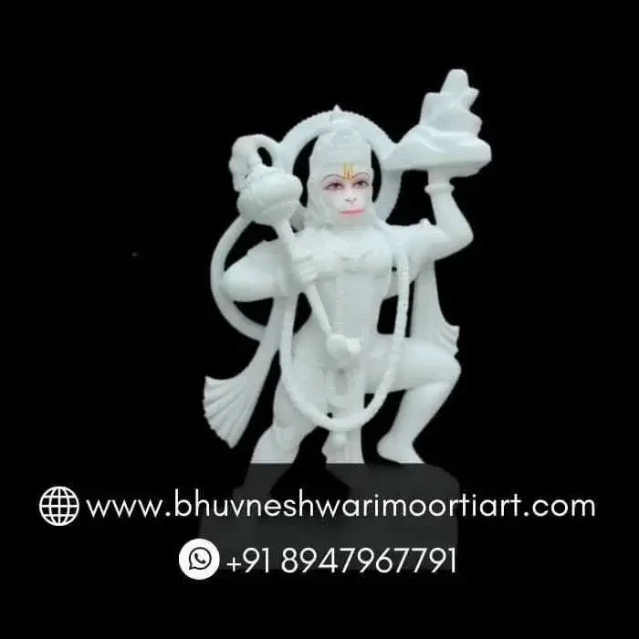 Pure White Bajrang Bali Marble Moorti