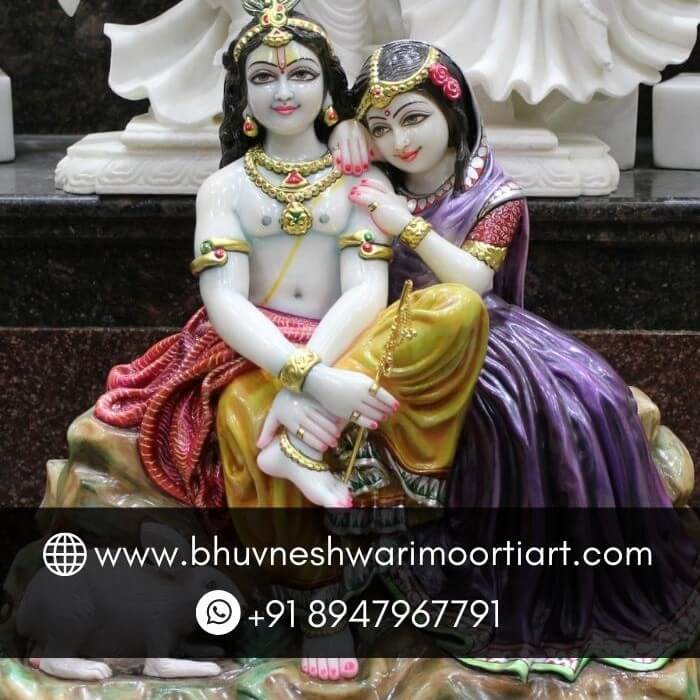 Sitting Radha Krishna Statue