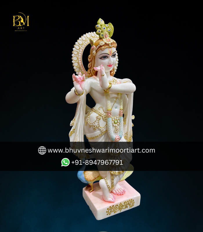 High Quality white Marble Krishna Statue thumbnail