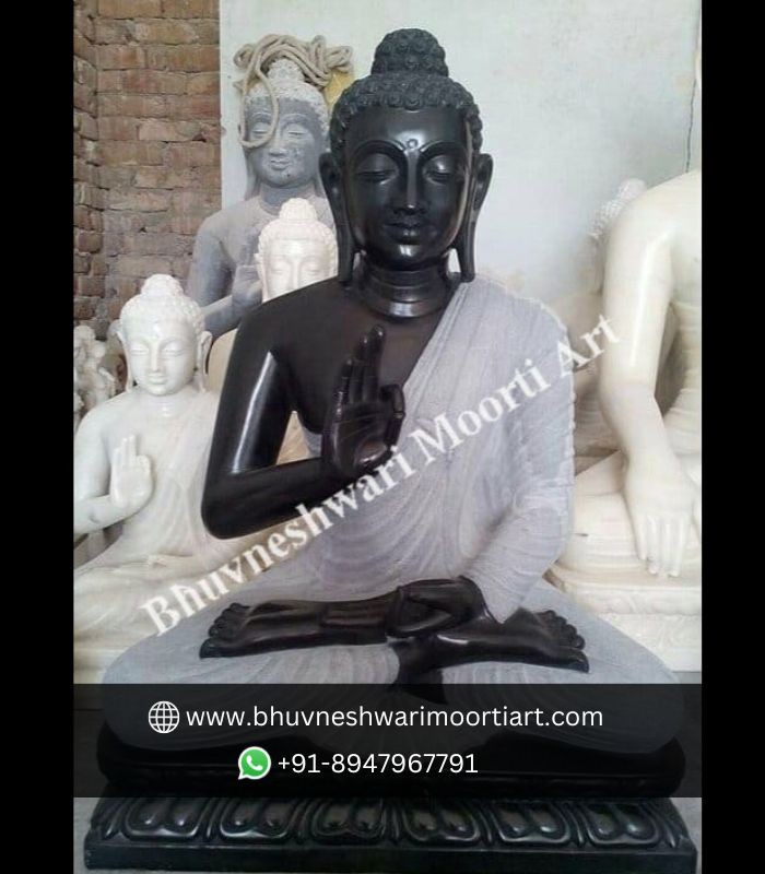 Dharma Chakra Buddha in Black Marble