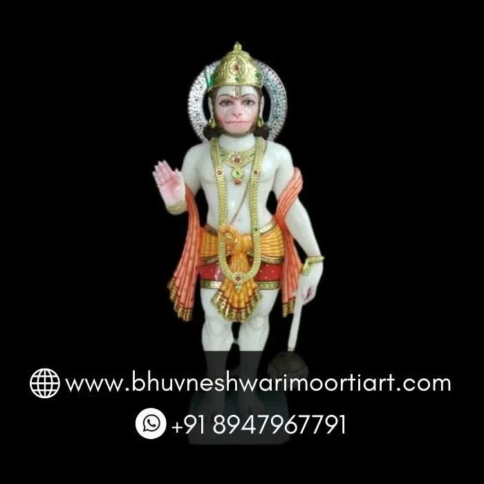 Hanuman Marble Murti with Gada for Daily Worship