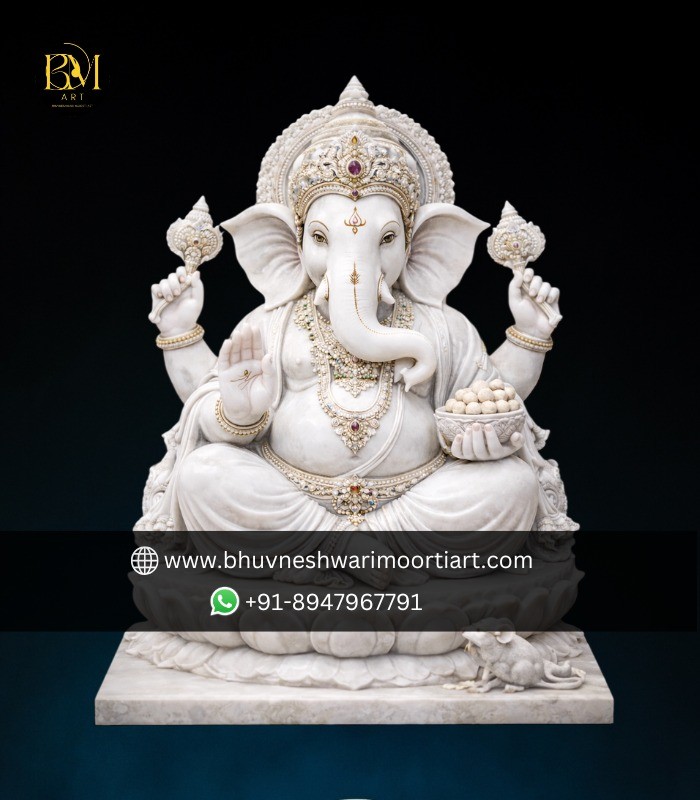 Vietnam White Marble Ganesh Murti