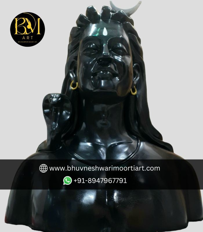 Black Marble Adiyogi Shiva Statue